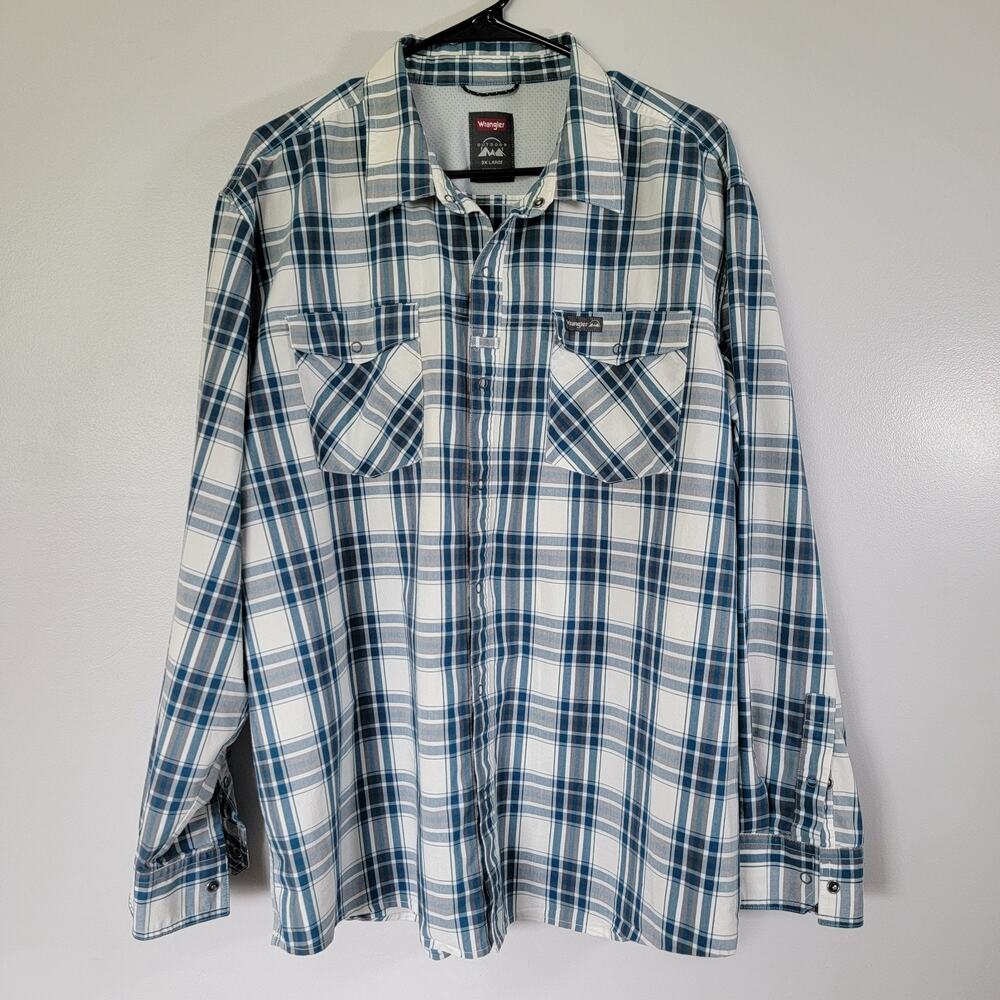Wrangler Button Down Shirt Mens XXL Outdoor Vented Back Regular Fit Cowboy Ranch